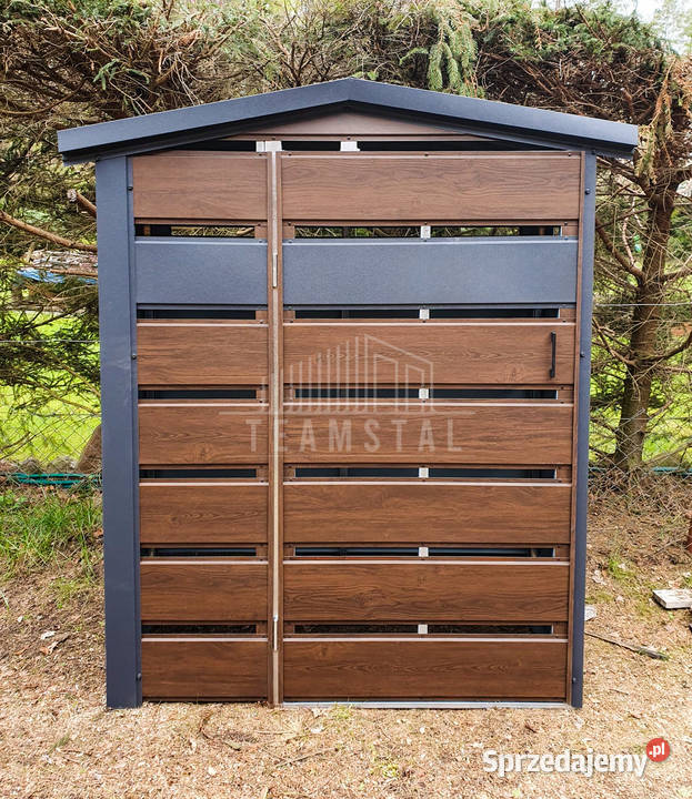 Wiata Śmietnikowa 1x04m furtka Ciemny Orzech Radom