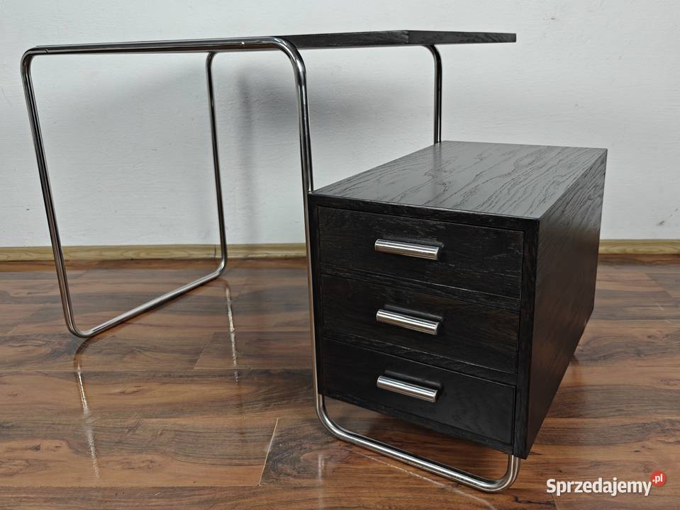 Biurko czarne chrom dąb Bauhaus Art Deco Radom