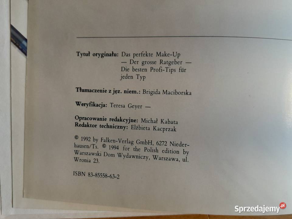 Książka Poradnik Doskonały makijaż 1994 używana Dąbrowa Górnicza