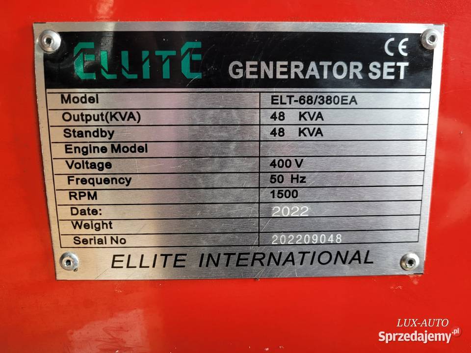 Ellite Generator ELT68380EA agregat prądotwórczy 0h Generatory Zaklików