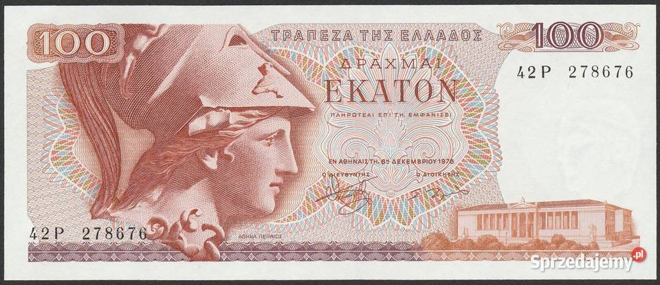 Grecja 100 drachm 1978 42P stan bankowy UNC Numizmatyka Łódź