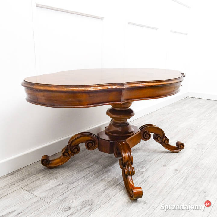 Drewniana ŁAWA francuska LUDWIK Owalna Ława BLAT 52cm Kalisz