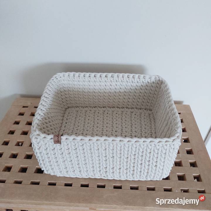Koszyk ze sznurka kremowy 25 x 30 Oborniki Śląskie
