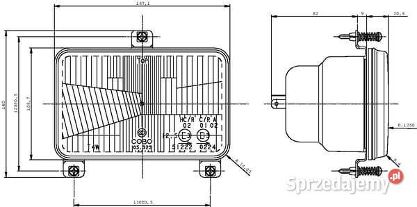 Element optyczny reflektora prostokątny Do maszyn uprawowych Kamionna