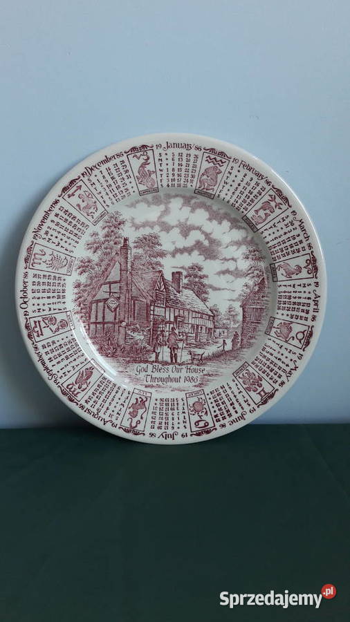 Talerz z kalendarzem i znakami zodiaku z 1986