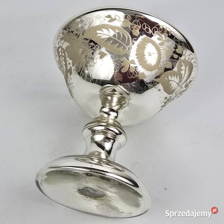 Puchar czarka szkło rtęciowe bauren silber Śląsk Bronisze