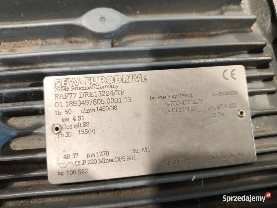 Silnik SEW FAF77 DRE132S4TF 4 KW S1 Gliwice