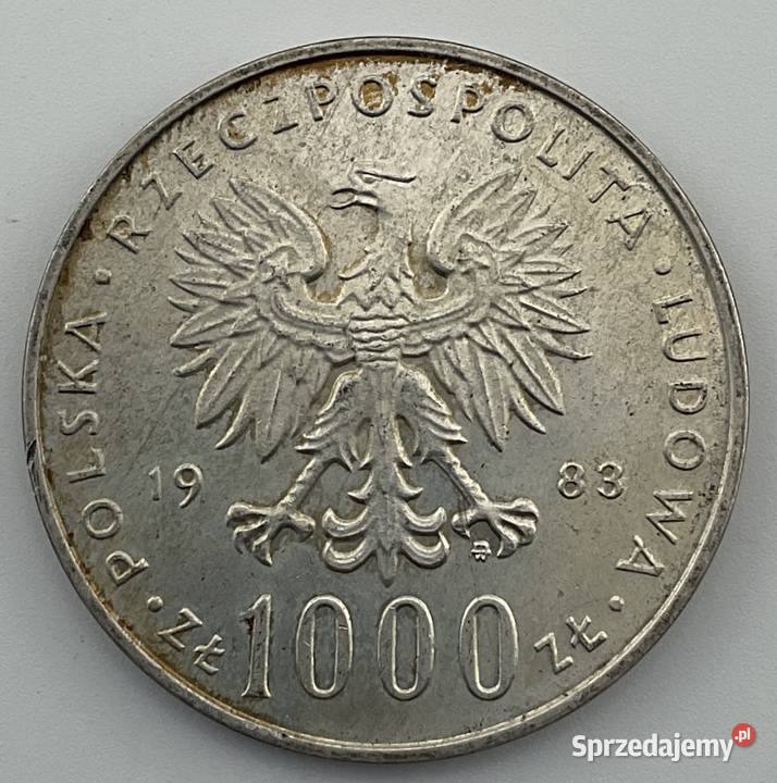 Srebrna moneta 1000 1983 Jan Paweł II PRL Srebro