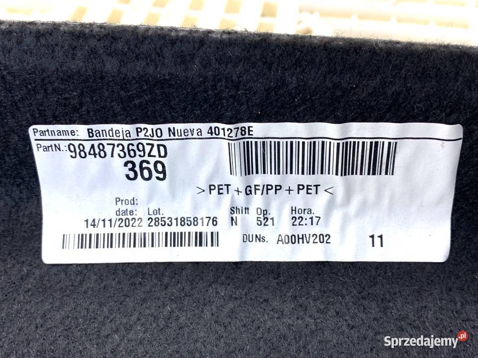 PÓŁKA TYŁ OPEL CORSA F 98487369ZD Hatchback Wyposażenie wnętrza