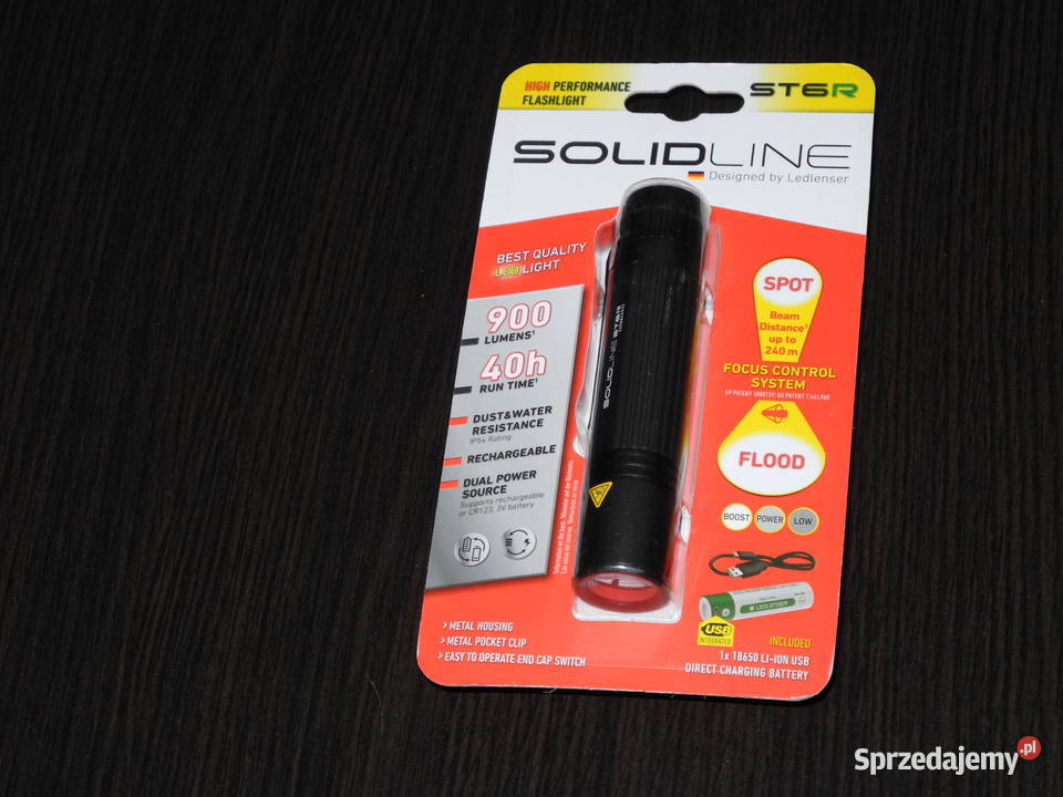 Mocna Latarka LED Ledlenser Solidline ST6R Black Pleszew sprzedam