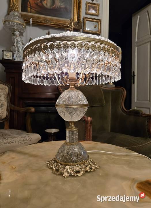 Lampa Salonowa szklana Lampka nocna kryształowa Kalisz