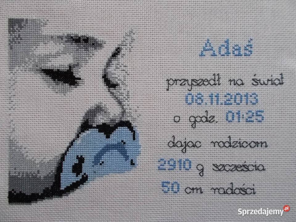 Metryczka wykonana haftem krzyżykowym Łódź