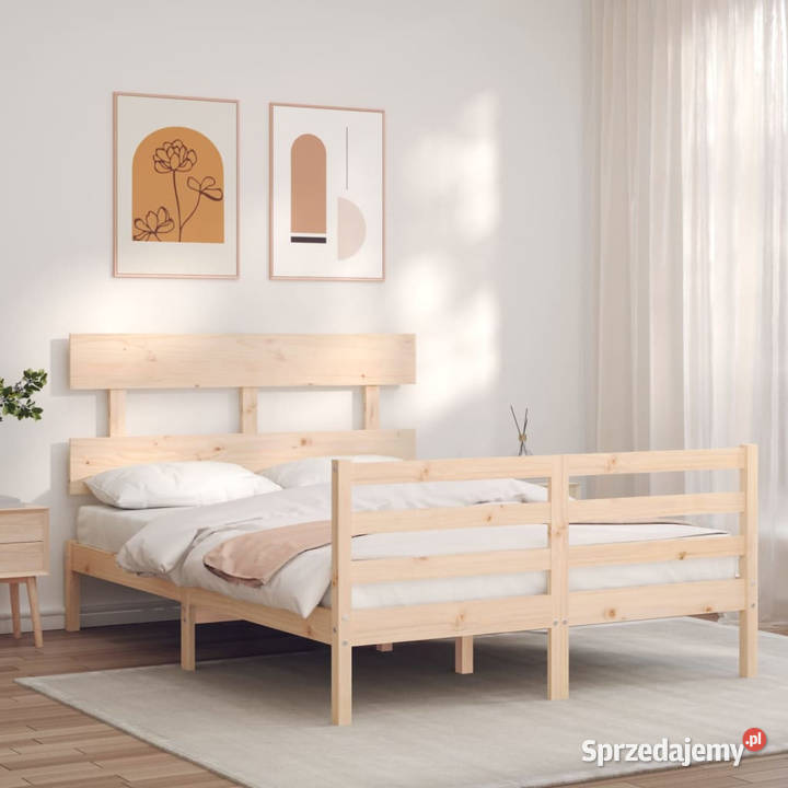 Rama łóżka z wezgłowiem lite drewno 140x200 mazowieckie Warszawa