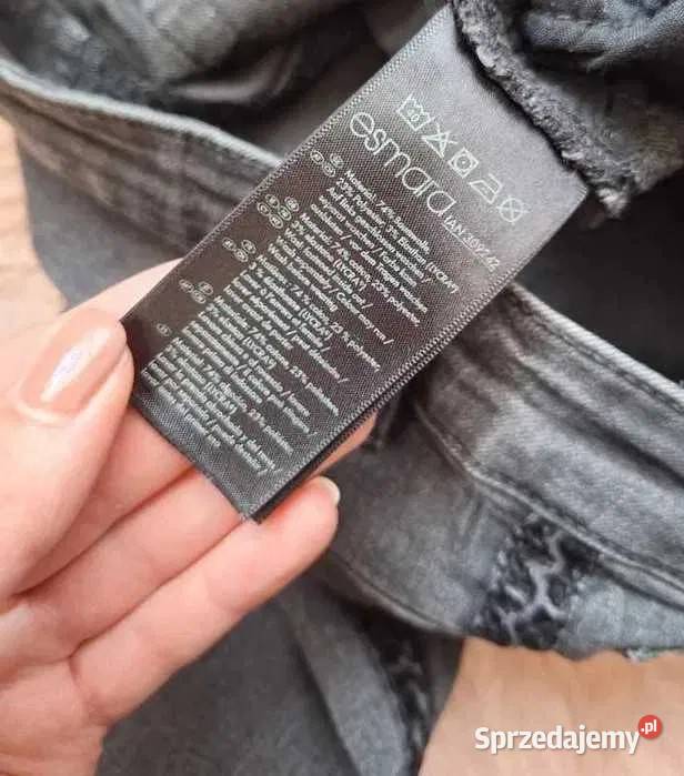 Świetne czarne spodnie z lampasami wysoki stan Długie