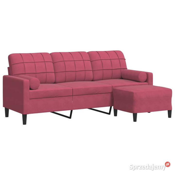 3osobowa sofa z podnóżkiem winna czerwień 180
