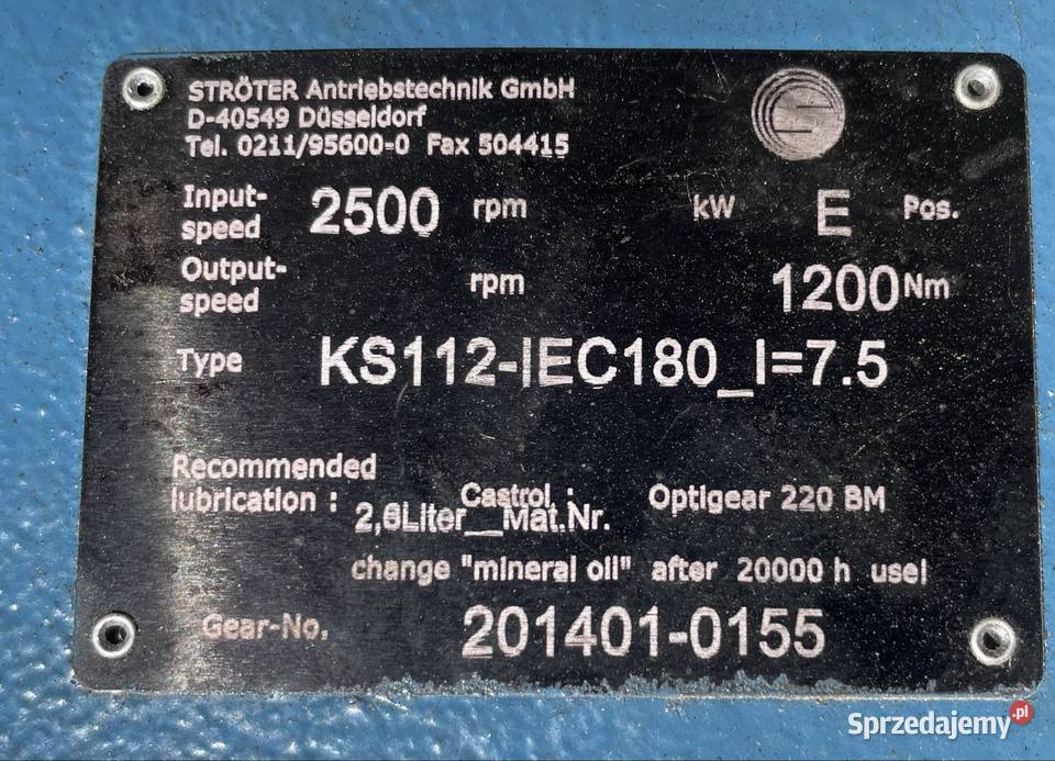 Przekładnia STRTER KS112IEC180 i75 1200 Nm Słupca sprzedam