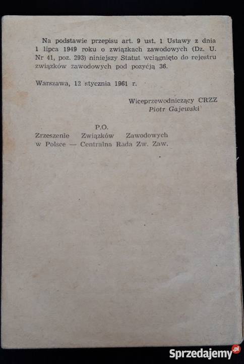 Związek Zawodowy Metalowców w Polsce Statut śląskie Bielsko-Biała