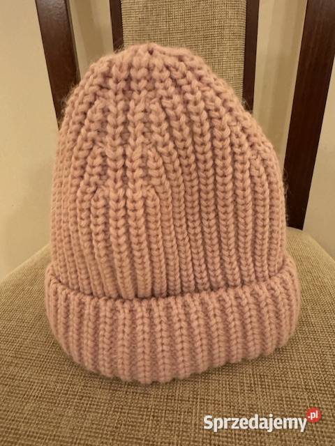 Czapka różowa damska z akrylu dzianina beani Częstochowa sprzedam