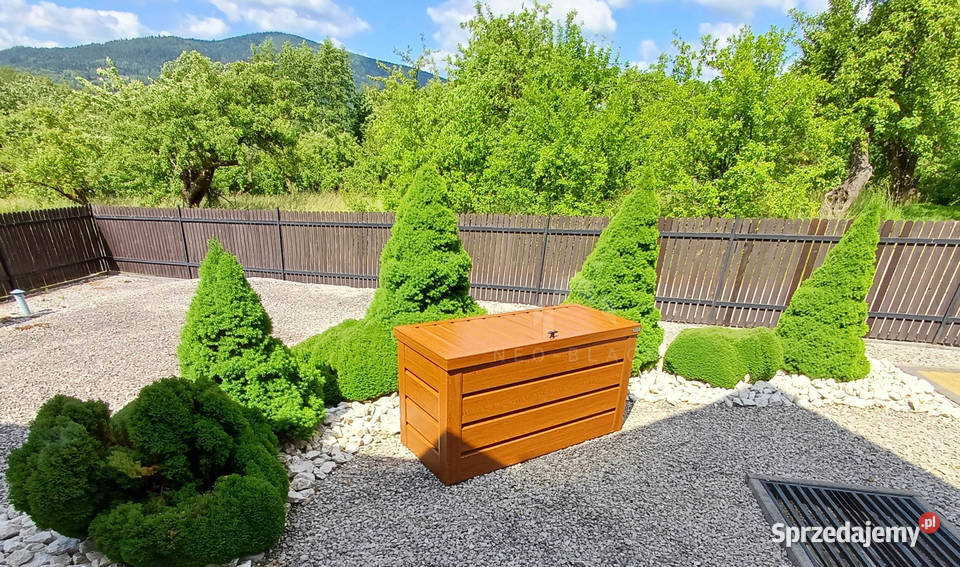 Skrzynia ogrodowa metalowa kufer 150x60x70 złoty Sanok
