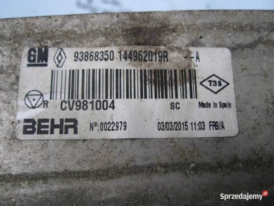 NISSAN QASHQAI I J10 07r intercooler 93868350 Kielce sprzedam