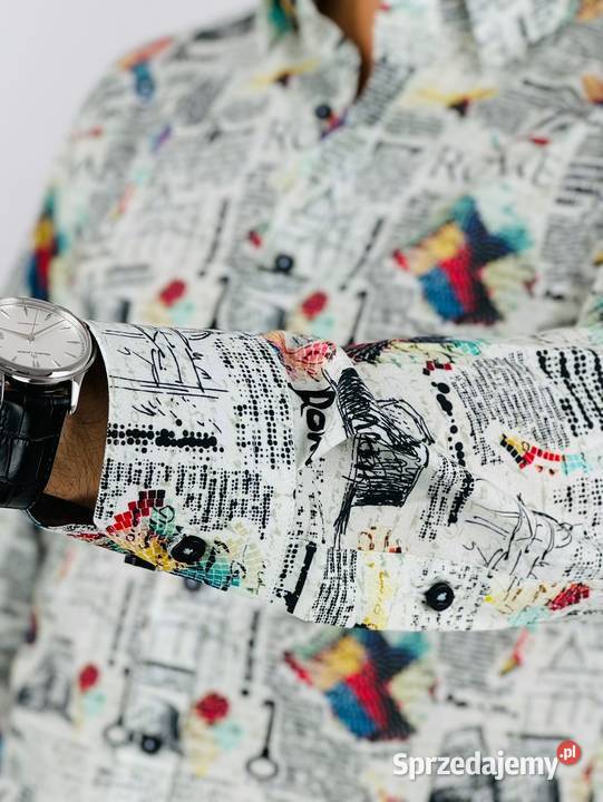 GIOVANNI PERA Koszula męska K013 Gazeta Roma Rozmiar M Ostrów Wielkopolski