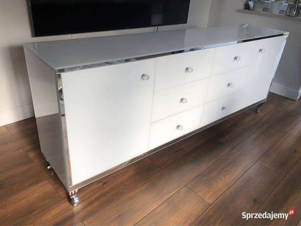 Komoda biała lustrzana glamour noga Ludwik chrom Kępno sprzedam