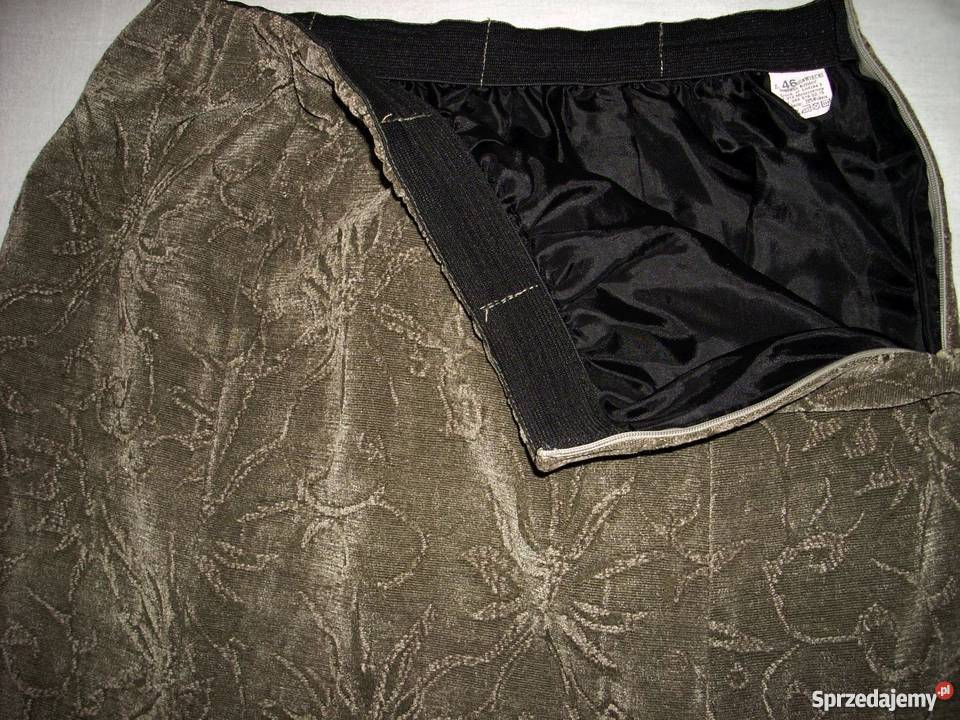 Długa Spódnica Ciepła Khaki Wytłaczana 42 XL 40 brązowy/beżowy Nowy Sącz
