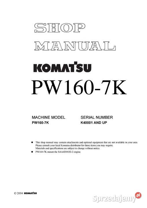 KOMATSU PW118 PW Instrukcja obsługi DTR katalog Pozostałe Szamotuły