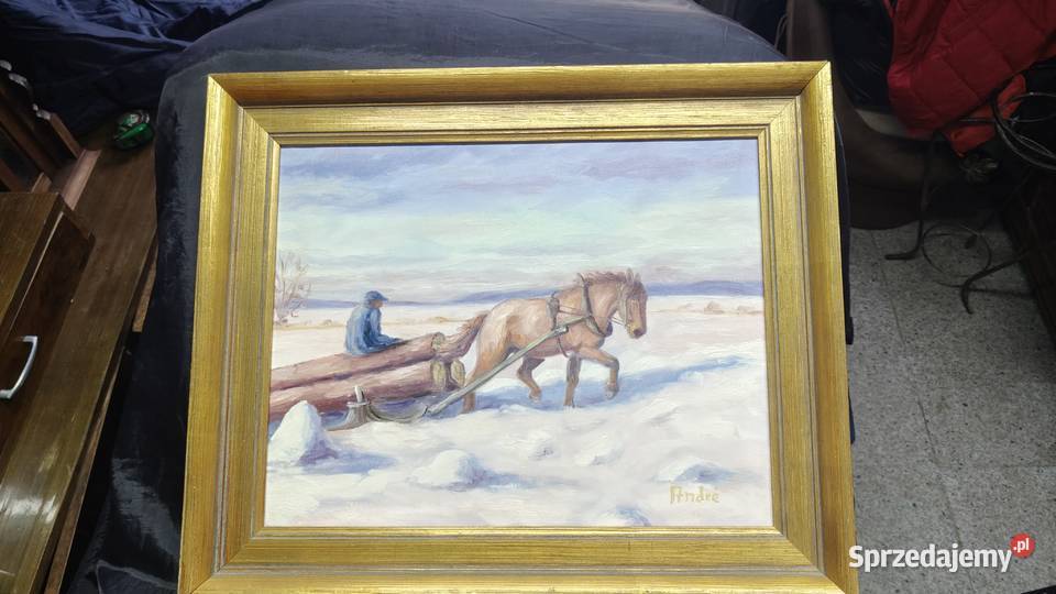 obraz w złotej ramie na płótnie Łańcut sprzedam