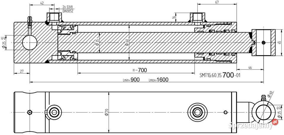Siłownik Hydrauliczny SMT1G 60x35 SKOK 700 2STR Rolnictwo kujawsko-pomorskie Solec Kujawski sprzedam
