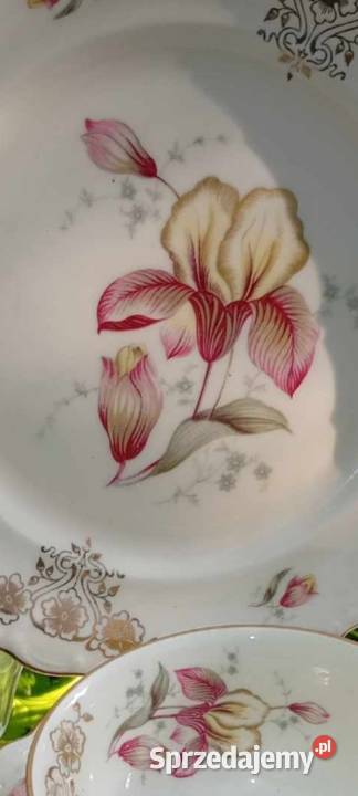 TRIO BAWARIA Z KORONĄszlachetna elegancjareliefy Porcelana i szkło łódzkie Pabianice