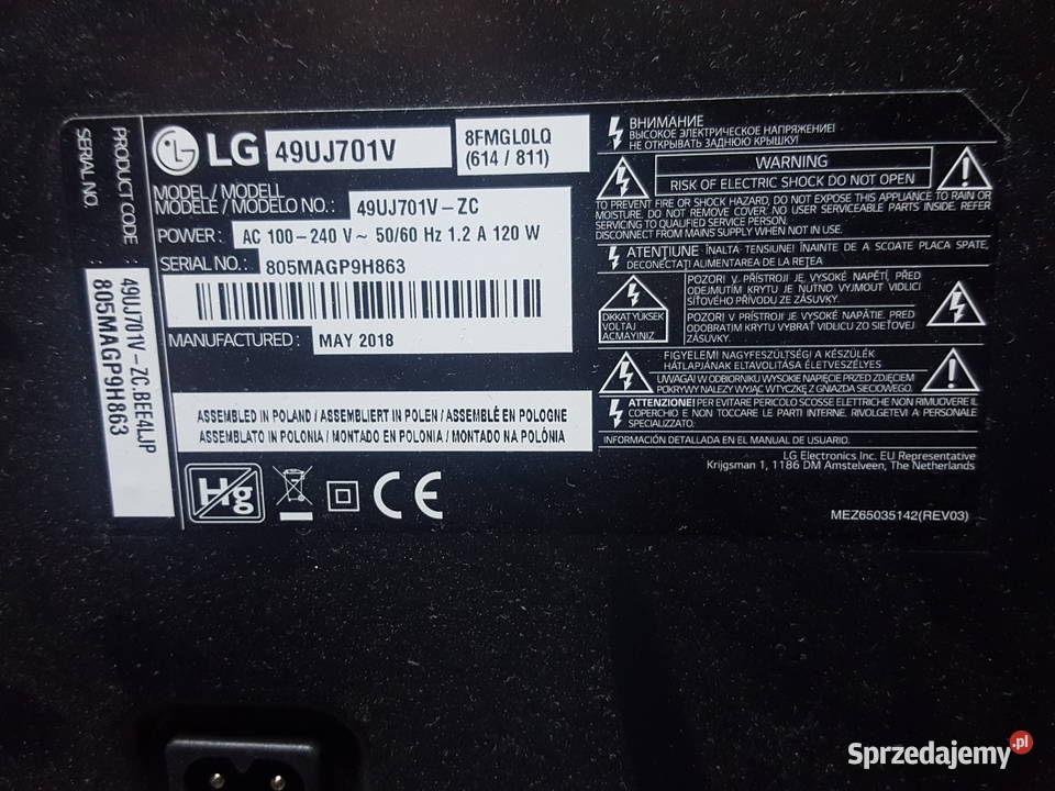 LG49UJ701V 4K zbita matryca Sosnowiec