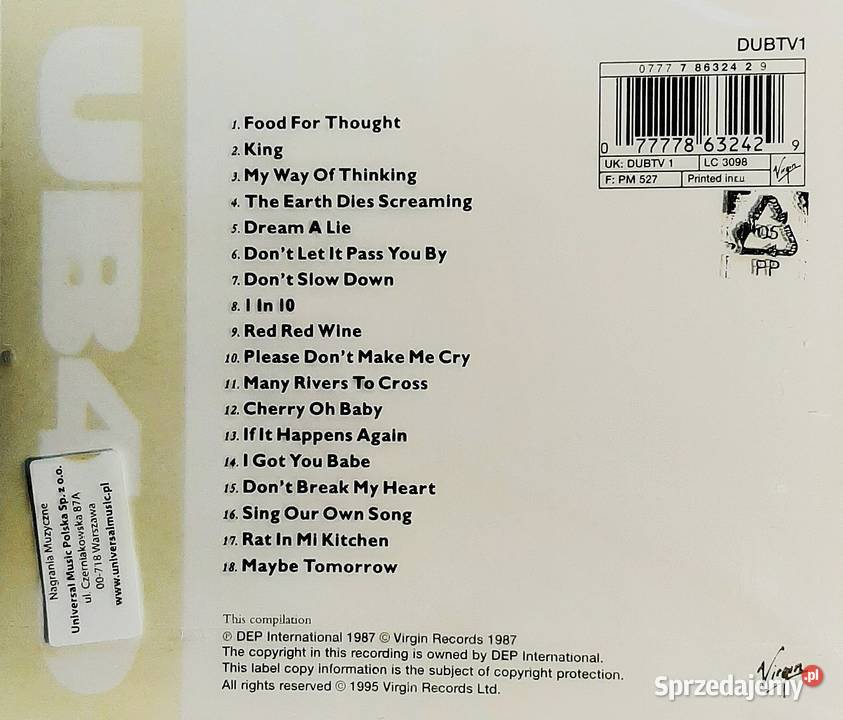 CD Nowa Album UB40 The Best of Volume One CD Siedlce sprzedam