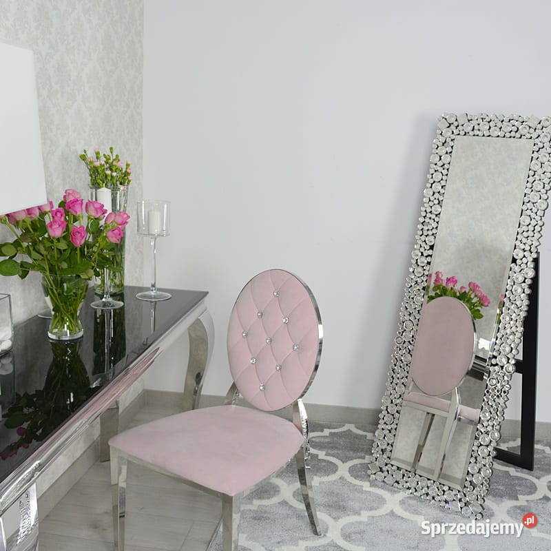 Kryształowe lustro glamour srebrne kryształki Warszawa
