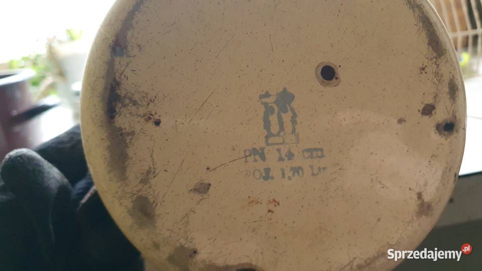Garnki stare rondle emaliowane z sygnaturami PRL Warszawa