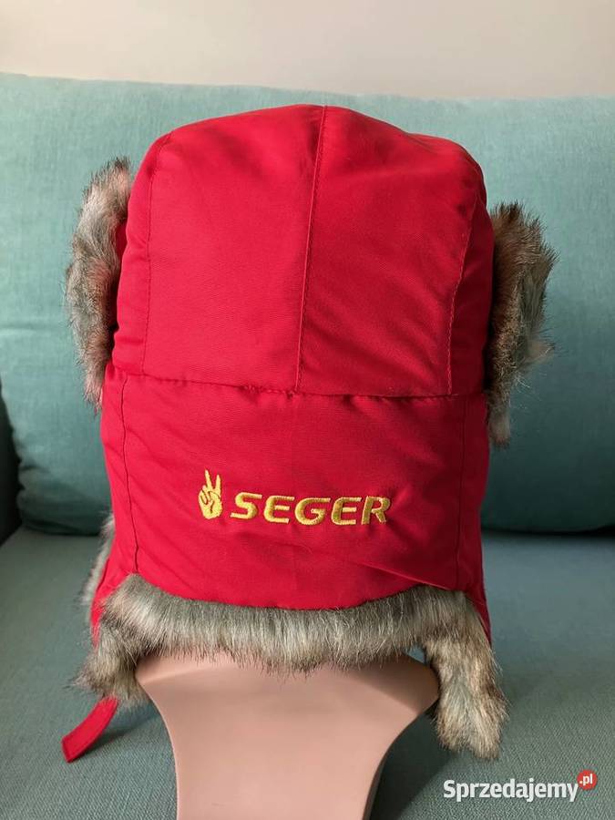 Nowa ciepła damska czerwona czapka uszatka Seger Nisko
