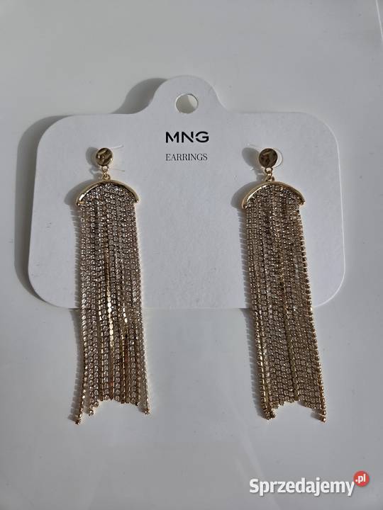 Złote wiszące kolczyki błyszczące ze starssem Liszki