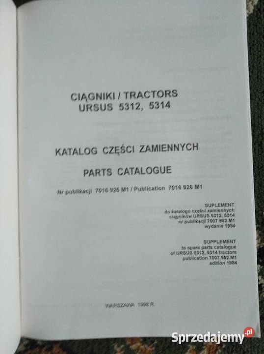Katalog części ciągnika Ursus 53125314 suplement