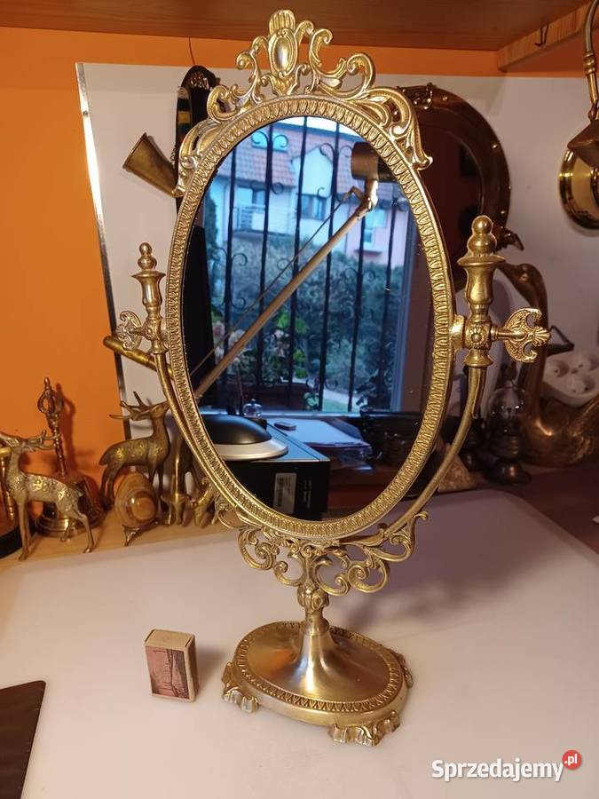 Piękne stare lustro toaletkowe Mosiądz wielkopolskie Poznań