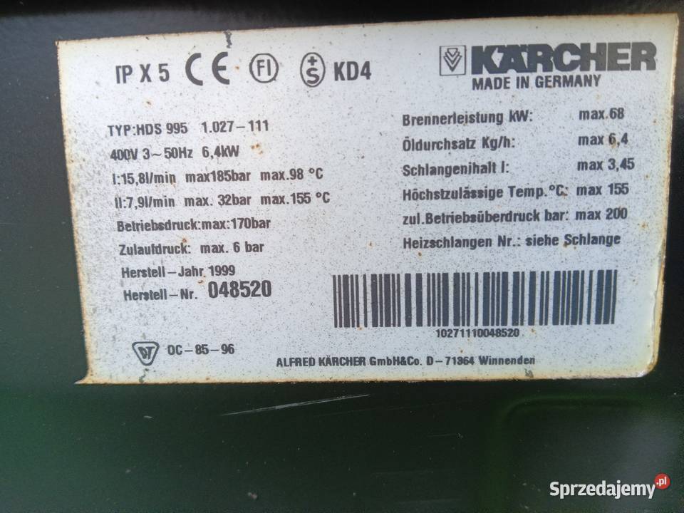 Myjka Gorąco wodna KARCHER HDS 995 Gwarancja Radom