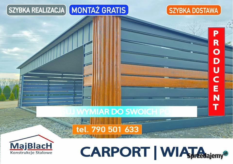 ZADASZENIE CARPORT Garaż Blaszany Wiata 16m2 Piotrków Trybunalski