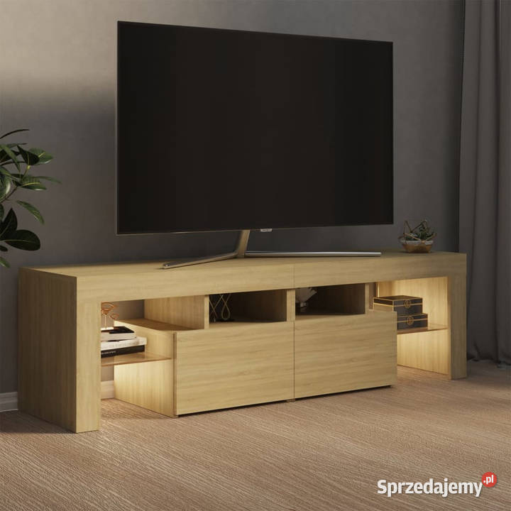 Szafka TV z oświetleniem LED dąb sonoma RTV