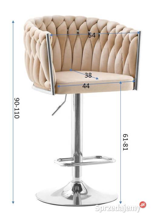 Obrotowy Hoker Tapicerowany RosaB Szare Wysyłka