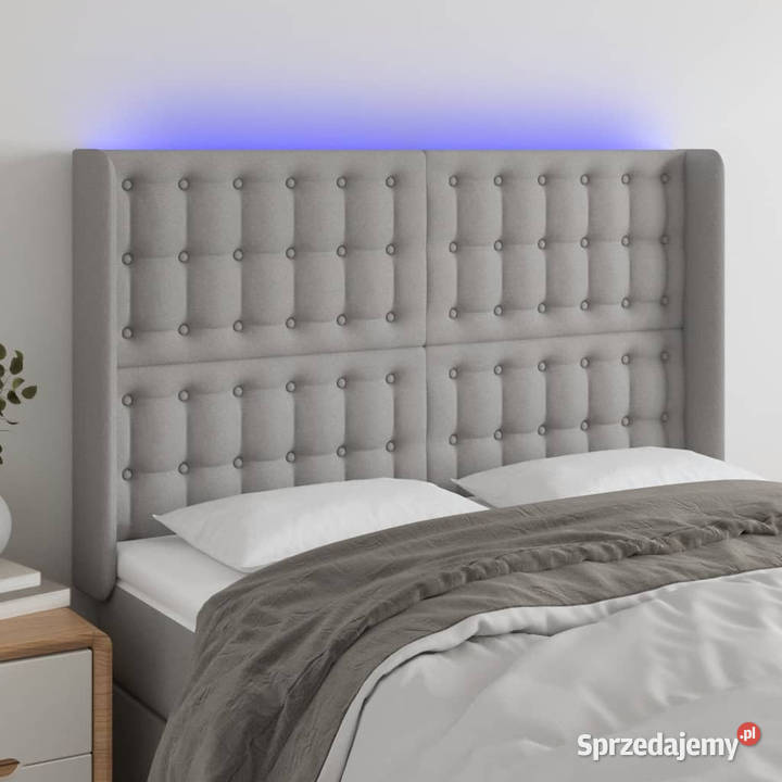 Zagłówek do łóżka z LED jasnoszary 147x16x118128 Warszawa sprzedam