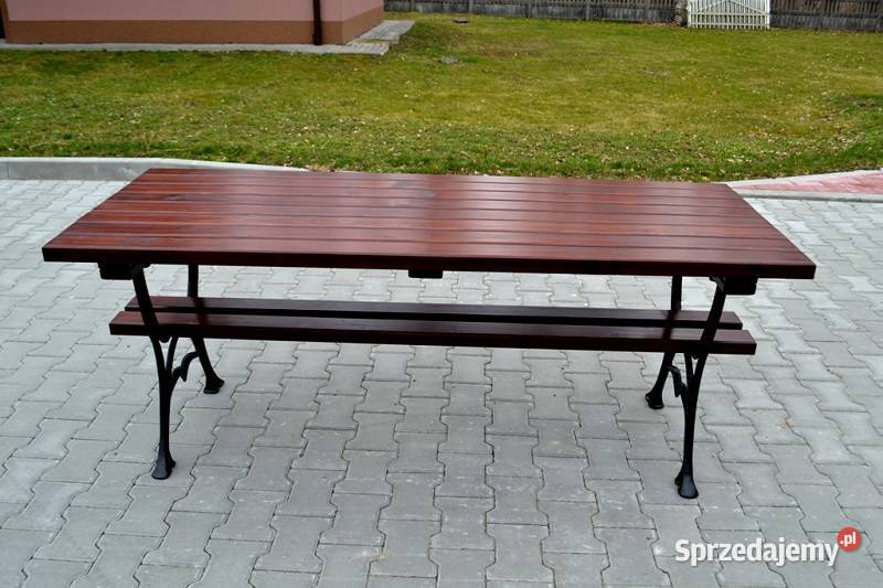 Stół ogrodowy kawowy malowany drewno żeliwo W052 Tarnowiec