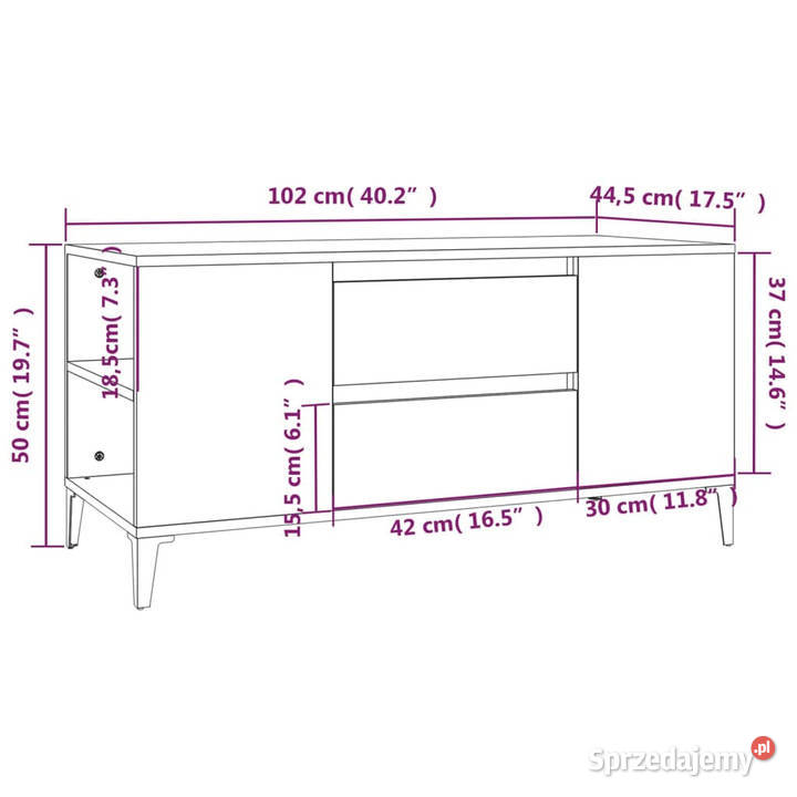 Szafka pod TV brązowy dąb 102x445x50 WM819611