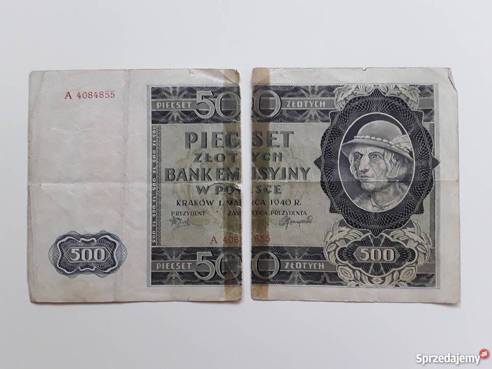 Banknot 500 złotych Góral 1940 Warszawa