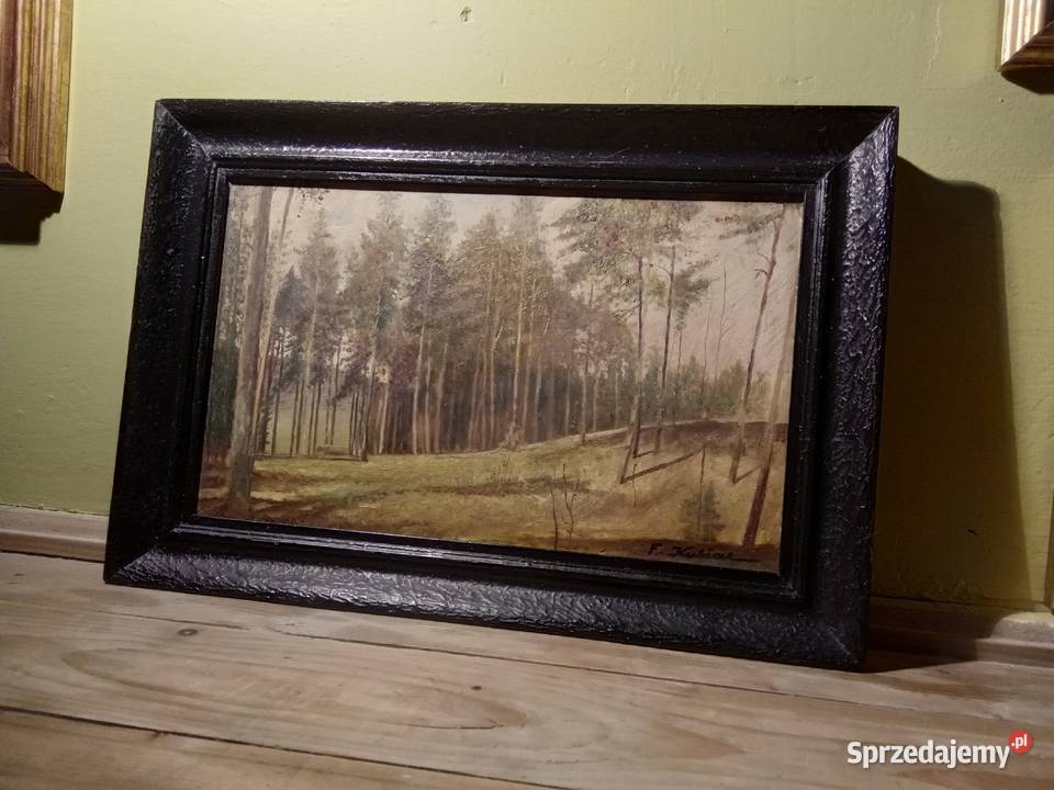 Stary obraz olejny Las Franciszek Kubiak małopolskie Kraków sprzedam