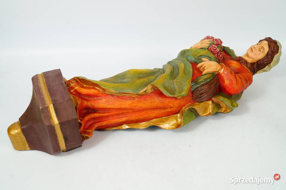 Figura drewniana polichromia Święta Dorota