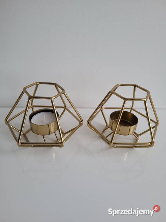 Złote świeczniki metalowe 3 sztuki Liszki